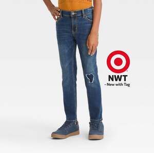 Art Class Boys' Dark Wash Skinny Distressed Stretch Denim Jeans. Size 14 XL